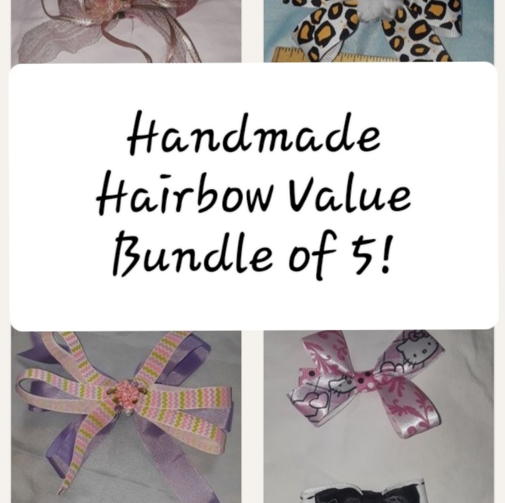 Handmade Bow Bundle Barrette, Clips, Headband, Ponytail, Hello Kitty, Animal etc